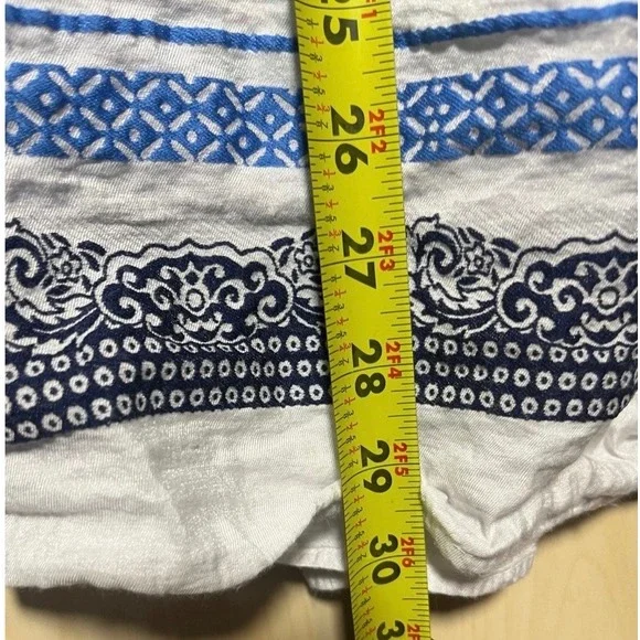 Coldwater Creek Womens White Blue Smocked Waist Cotton Border Print Midi Skirt S - Picture 5 of 5